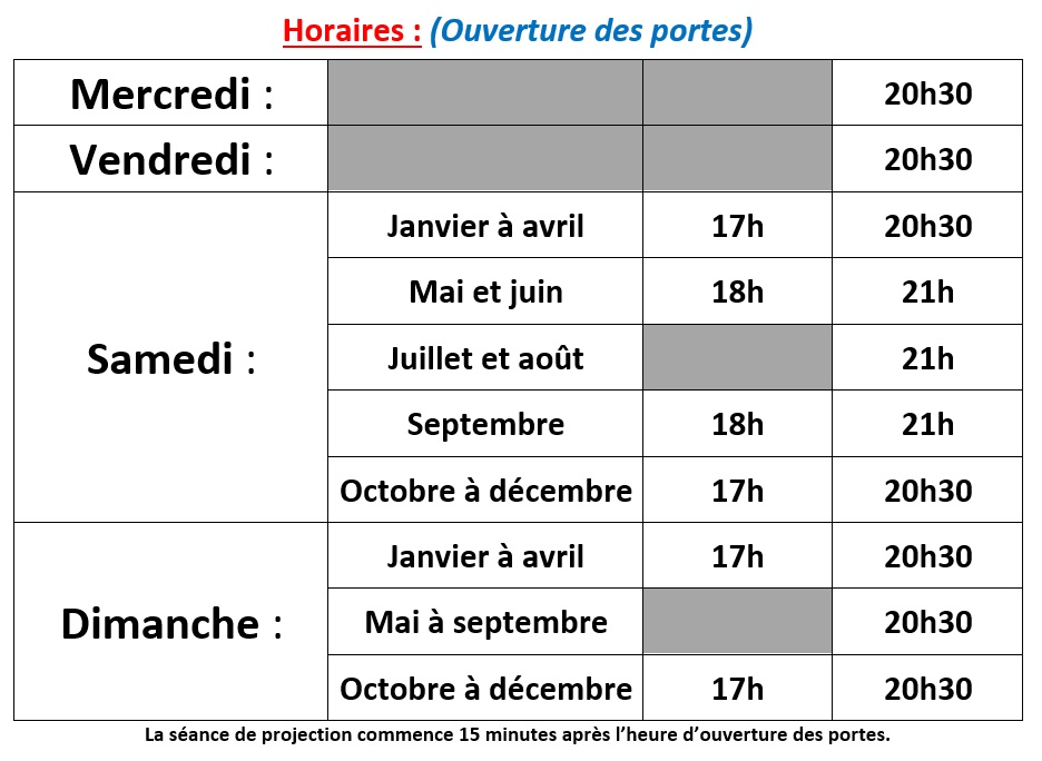Les horaires